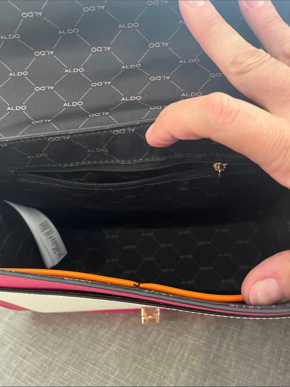 Aldo Cream Straw Satchel with Fuchsia & Orange Trim-Never Worn